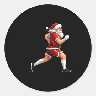 Running Santa Christmas Graphic Runner Run Maratho Classic Round Sticker