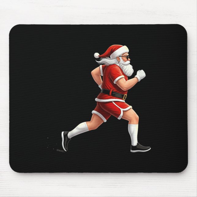 Running Santa Christmas Graphic Runner Run Maratho Mouse Pad (Front)
