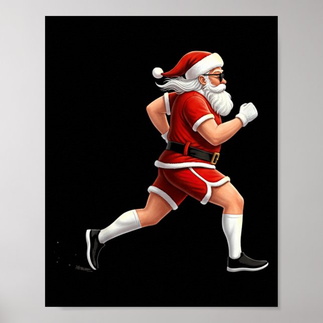 Running Santa Christmas Graphic Runner Run Maratho Poster (Front)