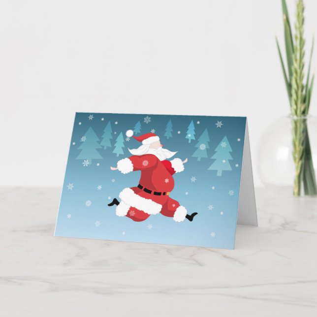 Running Santa Christmas Greeting Card (Front)