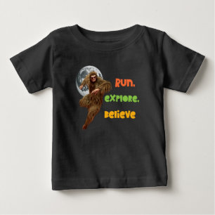 Running Sasquatch Adventure Believe Design Baby T-Shirt