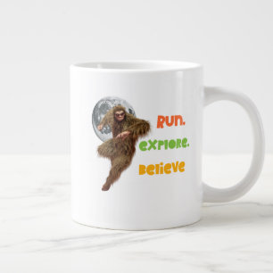 Running Sasquatch Adventure Believe Design Large Coffee Mug