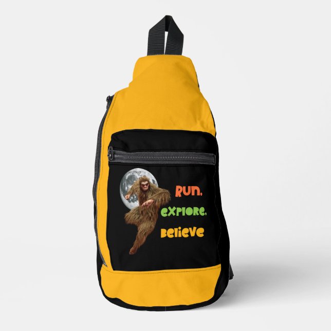 Running Sasquatch Adventure Believe Design Sling Bag (Front)