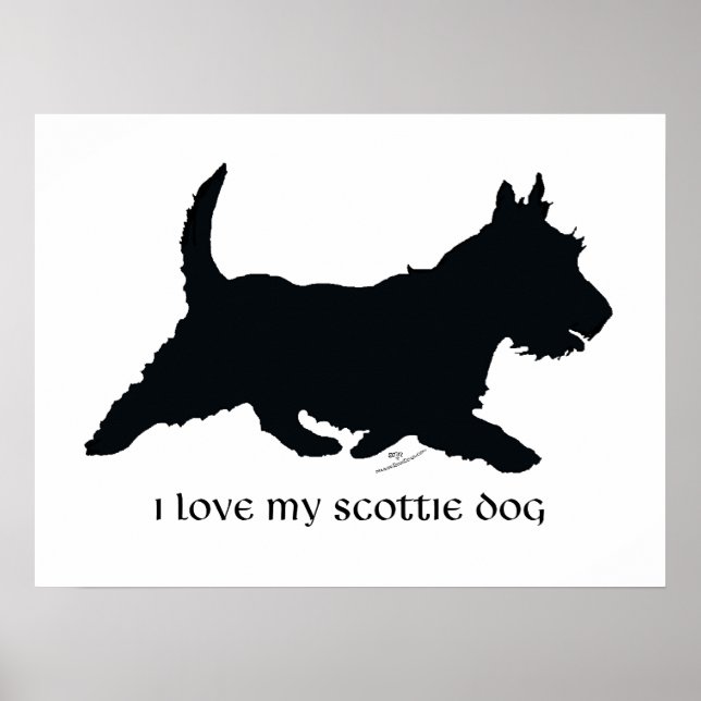 Running Scottish Terrier Silhouette Poster (Front)