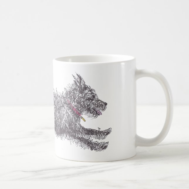 Running Scruffy Black Terrier Mug (Right Handed) (Right)