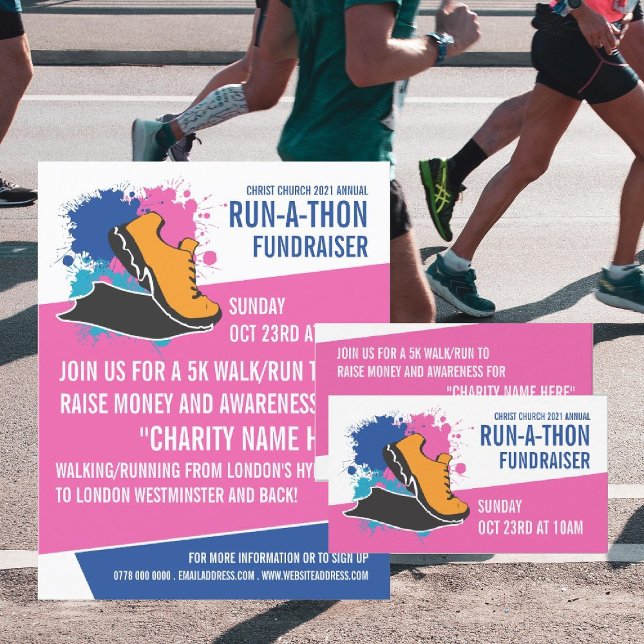Running Shoe, Charity Run-Walk-a-Thon Event Business Card (Creator Uploaded)