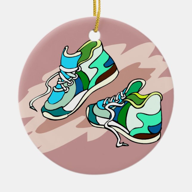 Running Shoes Ceramic Ornament (Front)