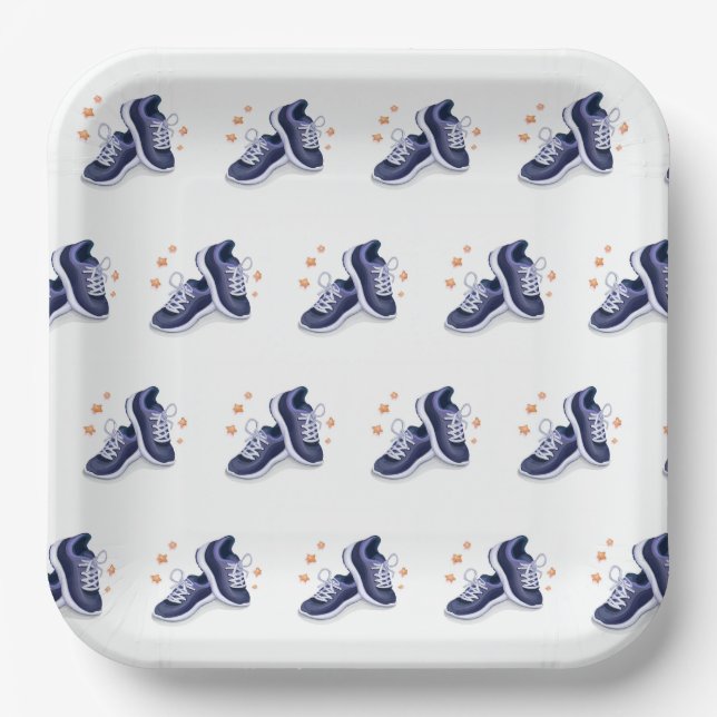 Running Shoes Runner Jogger Birthday Party Paper Plate (Front)