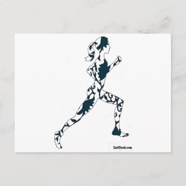 Running Silhouette - Floral Postcard (Front)