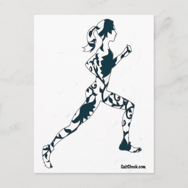 Running Silhouette - Floral Postcard (Front)