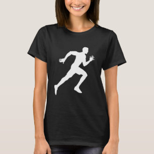 Running Silhoutte Sunset Women Athelete Sports L T-Shirt