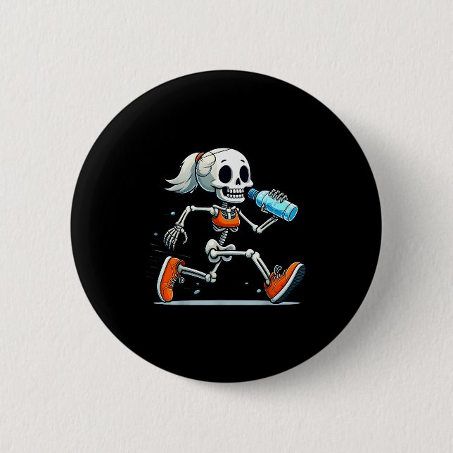 Running Skeleton Halloween Costume Soky Runners Lo 6 Cm Round Badge (Front)