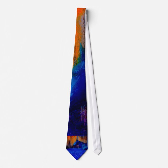 Running Stallion & Trees Fantasy Horse Modern Art Tie (Front)