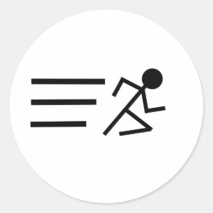 Running Stickman Classic Round Sticker