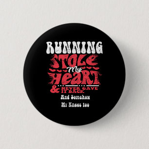 Running Stole My Heart ~ Funny Valentines Day  6 Cm Round Badge