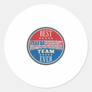 Running Team Patriotic Vintage Badge Design_1 Classic Round Sticker