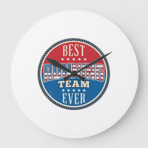 Running Team Patriotic Vintage Badge Design_1 Large Clock