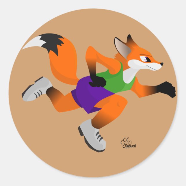 Running Toon Fox Sticker (Front)
