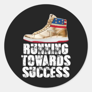 Running Towards Success Trump Sneakers Republican Classic Round Sticker