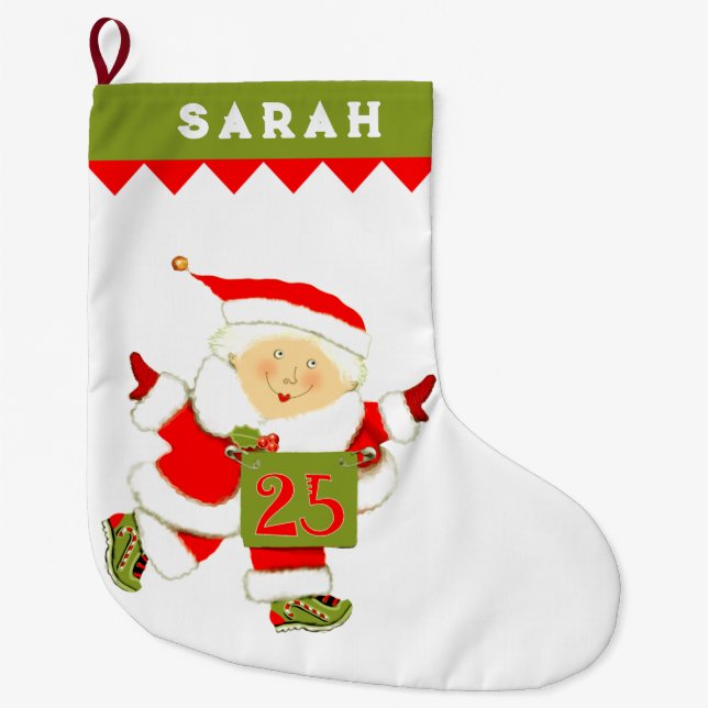 Running Track and Field Large Christmas Stocking (Front)