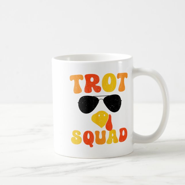 Running Turkey Sungles Trot Squad Thanksgiving  Coffee Mug (Right)