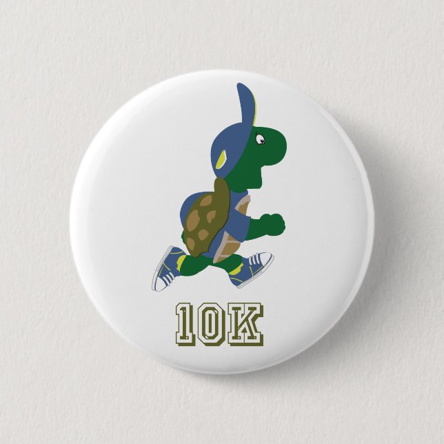 Running Turtle 10K - Blue 6 Cm Round Badge (Front)