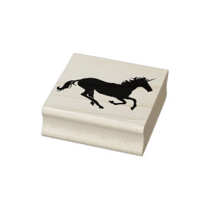 running unicorn art stamp