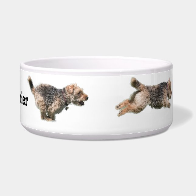 Running Welsh Terrier Dog Bowl (Right)