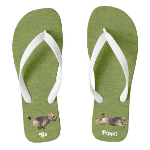 Running Welsh Terrier Flip Flops