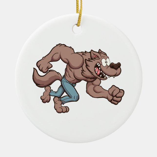 Running Werewolf Ceramic Ornament (Front)