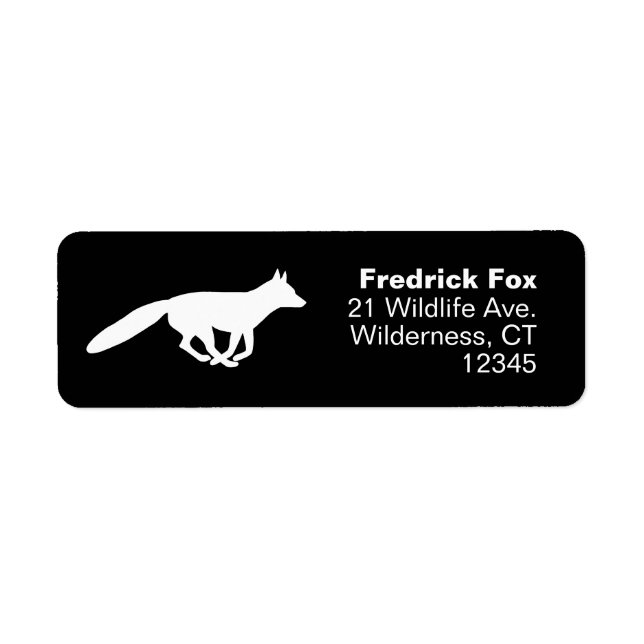 Running White Fox Silhouette Return Address Label (Front)