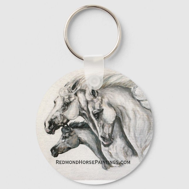 Running White Horses Family Key Ring (Front)