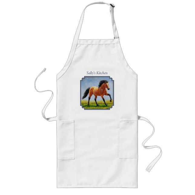 Running Wild Buckskin Horse Long Apron (Front)