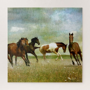 Running Wild Horses - Vintage Creative Art Jigsaw Puzzle