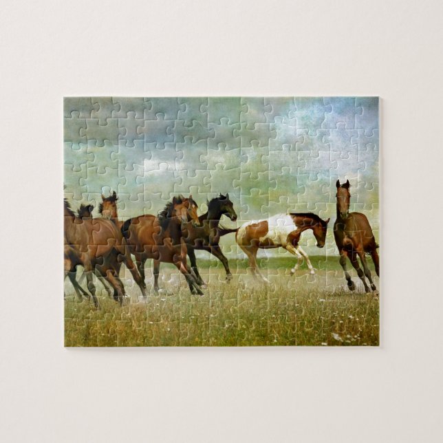 Running Wild Horses - Vintage Creative Art Jigsaw Puzzle (Horizontal)