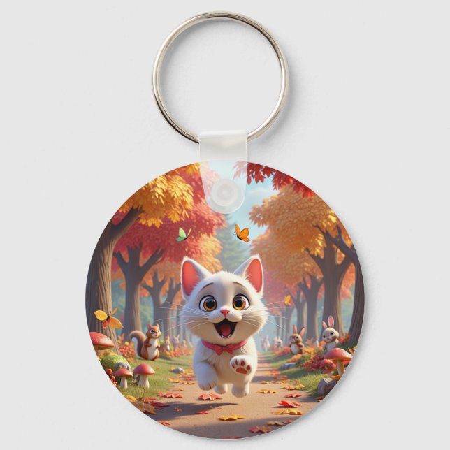 Running Wild: The Forest Cat Tote, wild spirit Key Ring (Front)