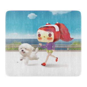 Running with Dog by the Sea Cutting Board