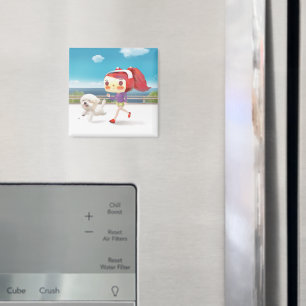 Running with Dog by the Sea Magnet