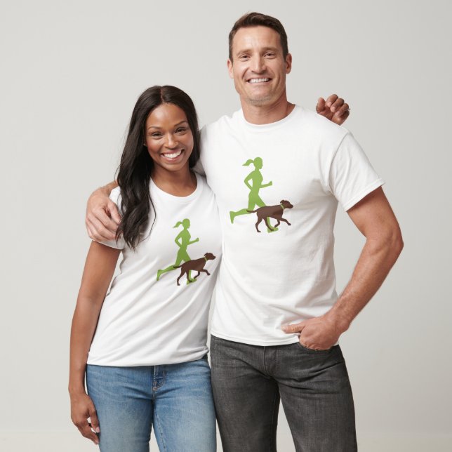 running with dog (lime/choc) T-Shirt (Unisex)
