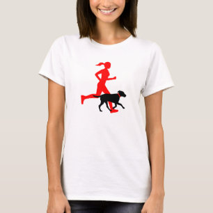 Running with dog (red/blk) T-Shirt