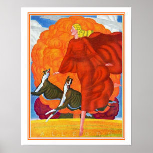 "Running With Greyhounds"  Art Deco Print 16x20