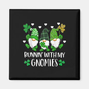 Running With My Gnomies St Patrick Day Shamrock Gn Magnet