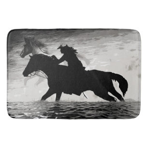 Running with Spirits - Horses Bath Mat