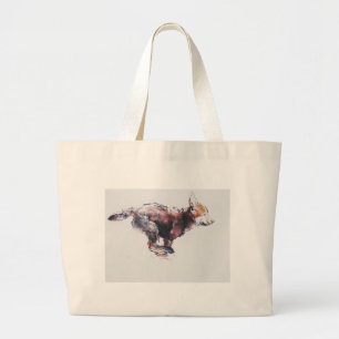 Running wolf pup large tote bag