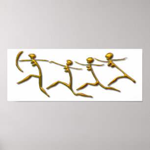 Running Women gold Poster