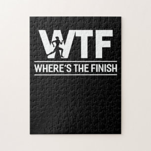 Running WTF Where's The Finish Runner Joke Jigsaw Puzzle