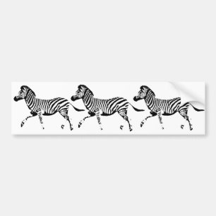 Running Zebra Bumper Sticker