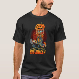 Running Zombie Pumpkin Halloween T-Shirt