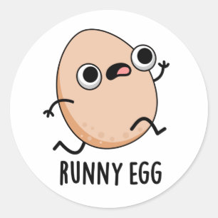 Runny Egg Funny Running Egg Pun  Classic Round Sticker