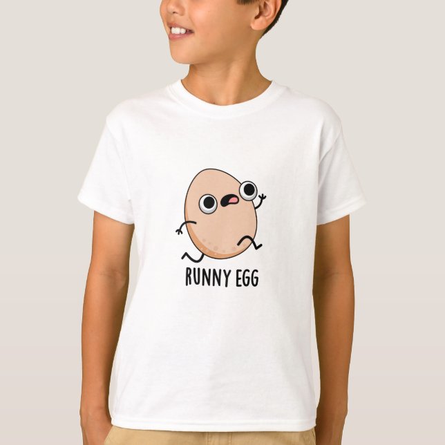 Runny Egg Funny Running Egg Pun  T-Shirt (Front)